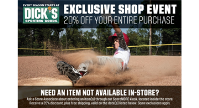 20% off Entire Purchase at Dick's Sporting Goods 4/28 - 5/1